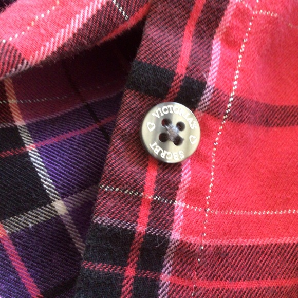 VICTORIAS SECRET FLANNEL SLEEP SHIRT MEDIUM - Picture 10 of 11